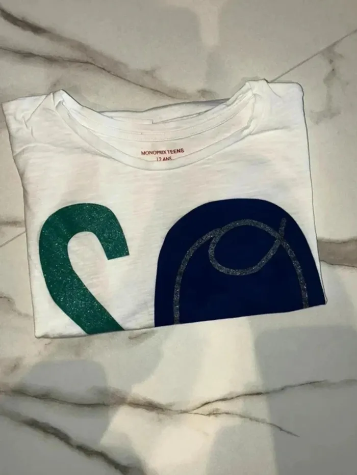 T-shirt fille 12 ans – Monoprix Teens – So Lucky – Très bon état - photo numéro 2