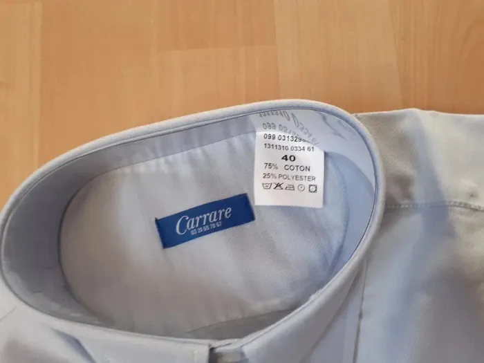 Chemise Homme Carreaux Manches Longues Bleu Clair - Taille 40 - Marque Carrare - photo numéro 4