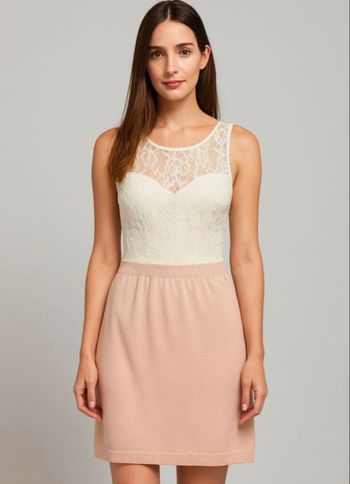 Robe asos dentelle habillé 36 S neuve rose blanc