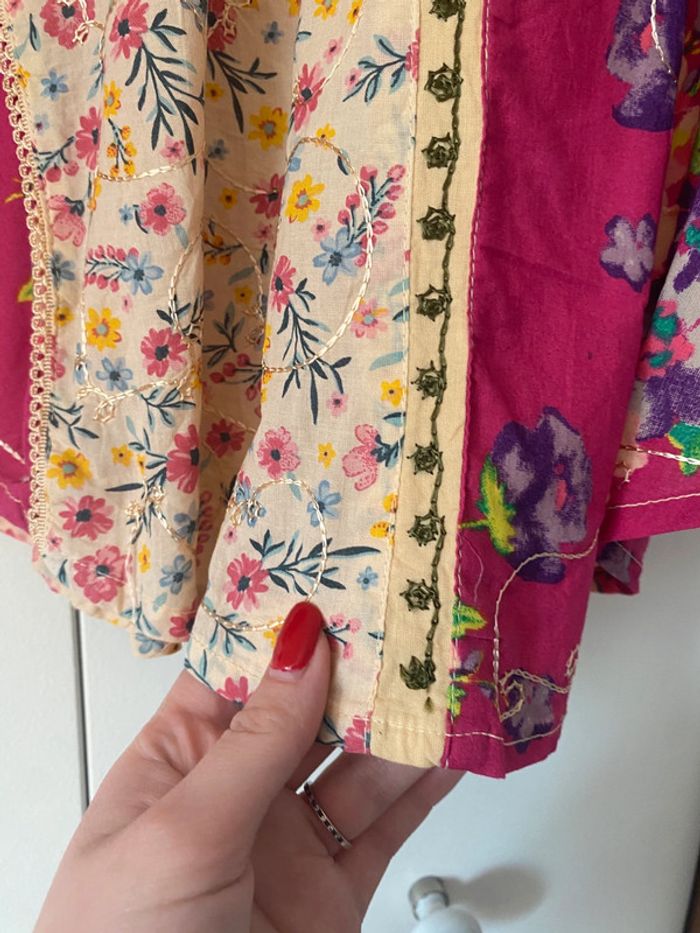 Poncho fantaisie multicolore avec fleurs et broderie - photo numéro 8