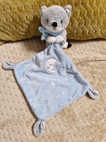 Peluche renard bleu gris