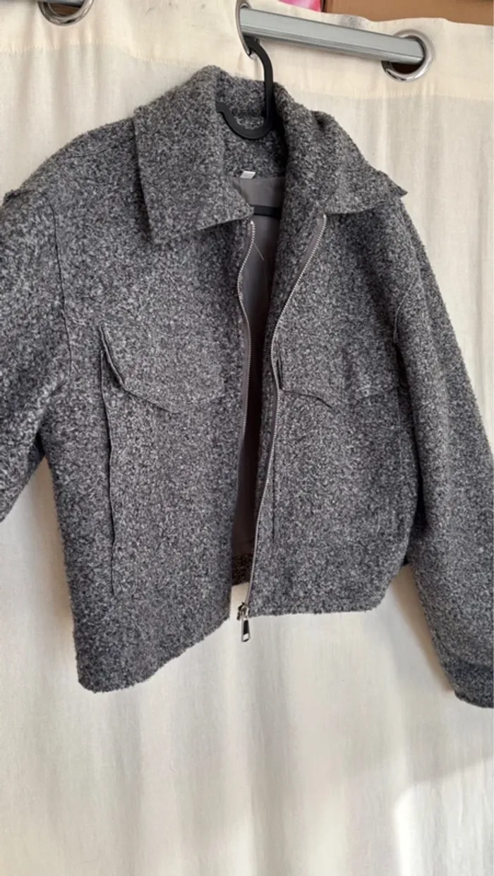 Blouson gris molletonné à poches - photo numéro 5