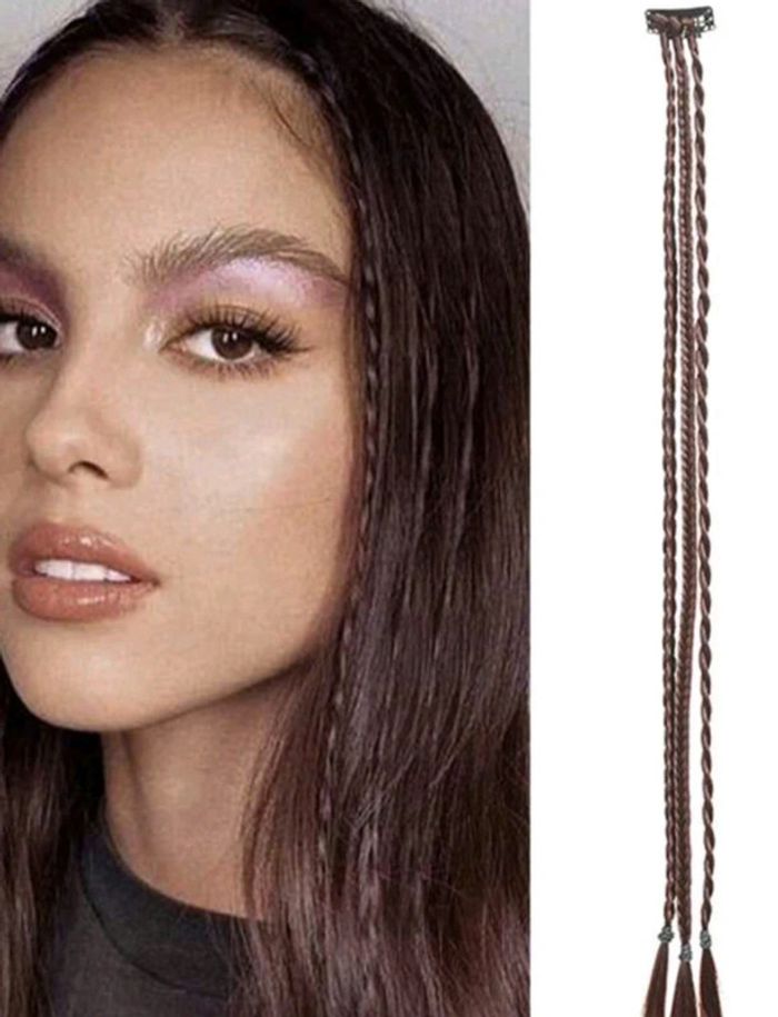 Clip avec extensions de cheveux bruns tressés - photo numéro 4