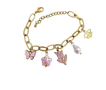 Bracelet fleur rose  ✅
