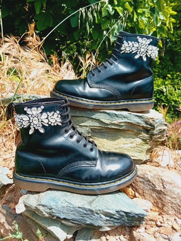 Dr. Martens noir custom bling-bling 40