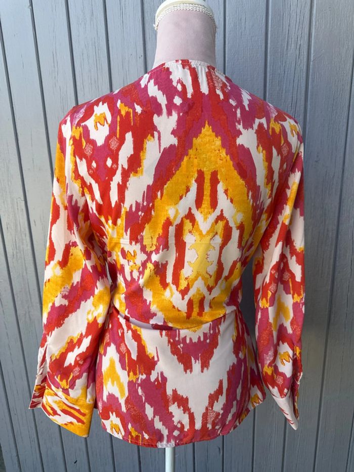 Blouse cache cœur manches longues été colorée décolletée légère - photo numéro 3