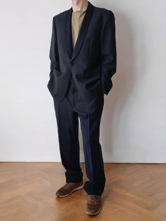 Costume smoking 2 pièces noir bleu nuit laine Vintage / Torrente - 46/XXXL