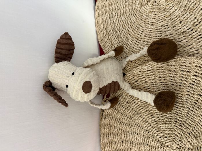 Peluche Chiot Cuddle Buddies en velours côtelé marron crème - photo numéro 2