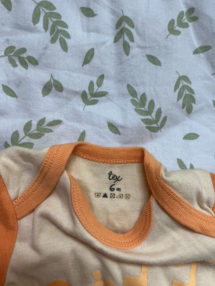 body manches courtes orange et jaune 6 mois tex - photo numéro 5