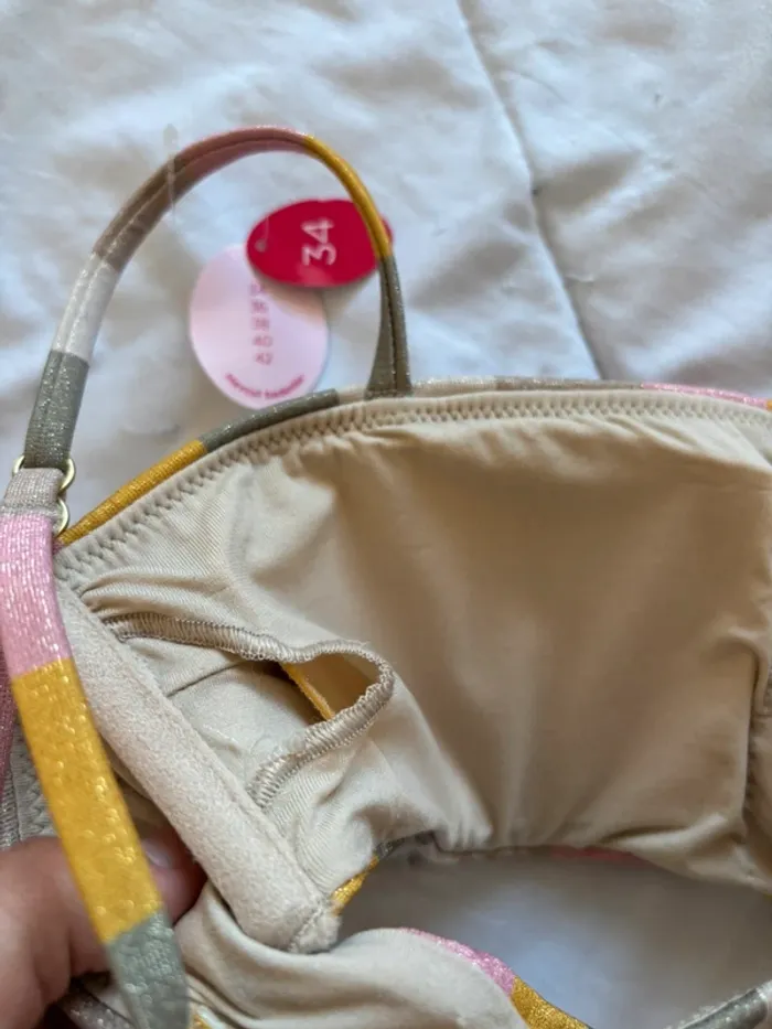 Lot 4 maillots de bain bikini haut et bas multicolore fluo pailleté fleurie Penti taille XS/34 neuf - photo numéro 18