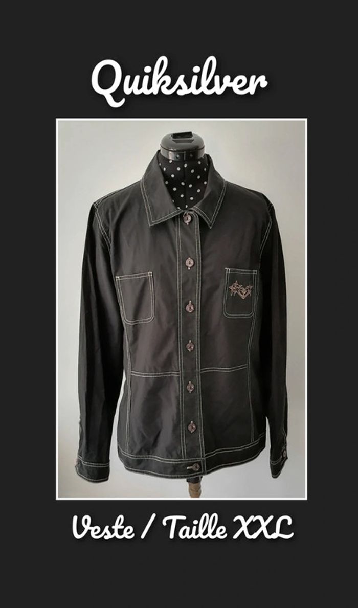 Veste / blazer noir broderie beige Taille XXL Quiksilver