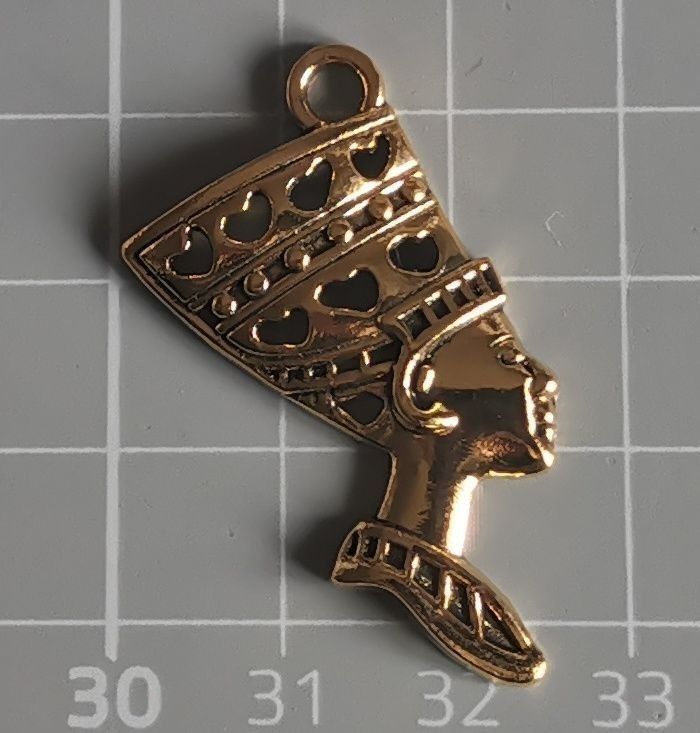1 x grand pendentif "Nefertiti" en métal doré antique - photo numéro 2
