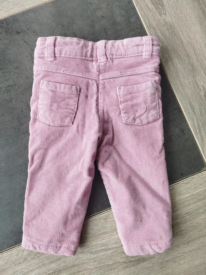 Pantalon rose en velours bébé fille 3 mois - photo numéro 3