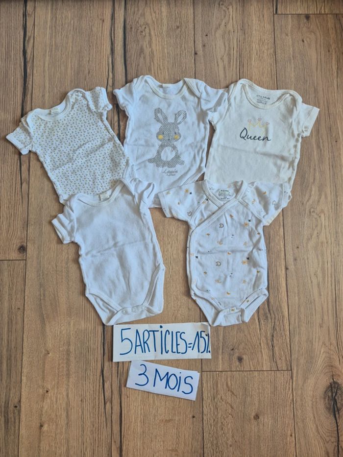 Lot 5 bodies manches courtes