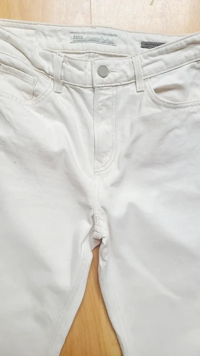 Magnifique jeans droit crème Salsa taille 38 - photo numéro 3