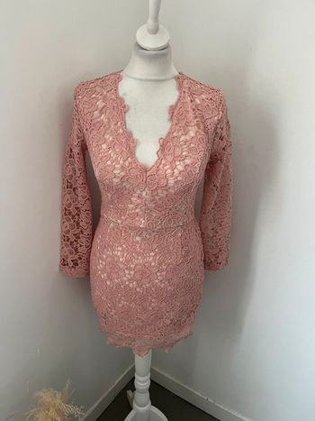 Robe de soirée rose et dentelle S