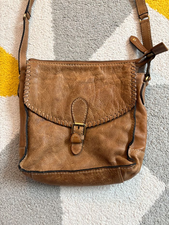 Sac à bandoulière en cuir couleur marron clair Colorado - photo numéro 2