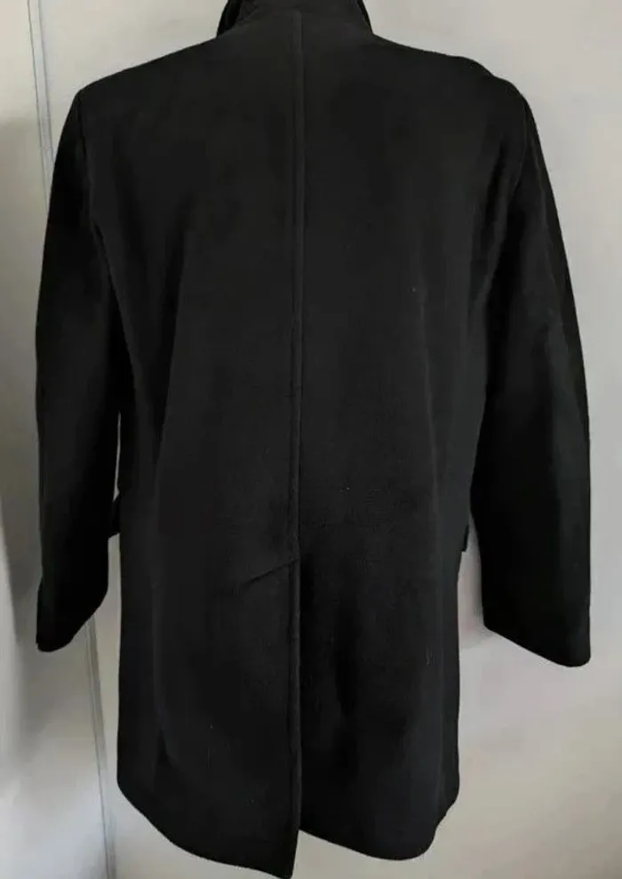 Manteau caban noir en laine et cachemire - taille 54 (L) - photo numéro 3