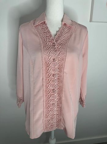Chemisier rose poudré et dentelle Vintage T42 XL