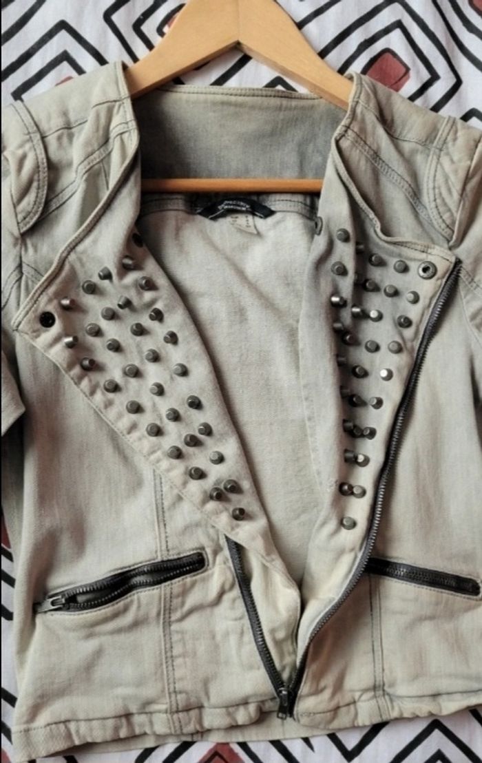 Veste en jeans cloutée Bershka T36 - photo numéro 3