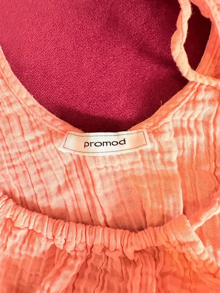 Top emmanchure américaine, dos nu avec lien à nouer dos rose fluo Promod - photo numéro 5