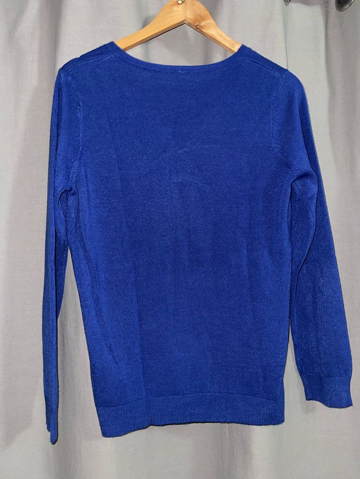 Pull col V bleu marine femme - photo numéro 3