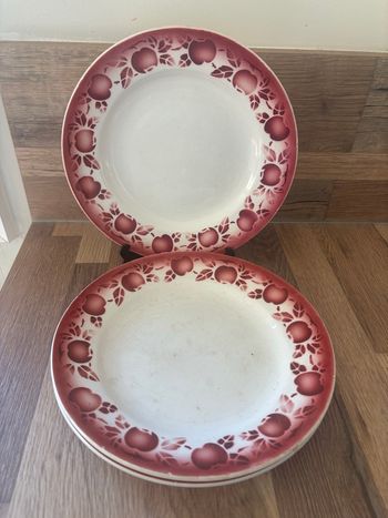 Vintage lot de 5 assiettes faïence St Amand pommes