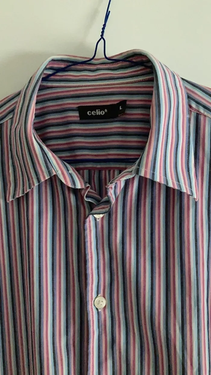 Chemise homme manches longues L Célio rayée multicolore - photo numéro 3