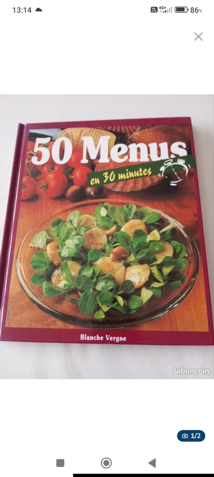 Vend livre de 50 menus en 30 min - photo numéro 1