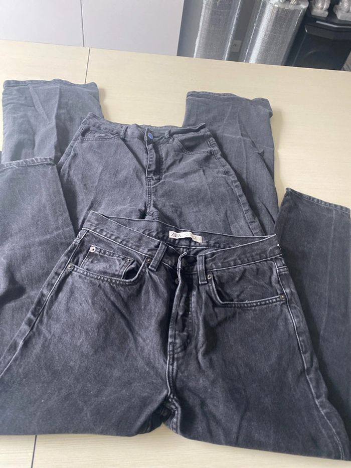 3 pantalons 2 jeans noir et un pantalon effet cuir - photo numéro 2