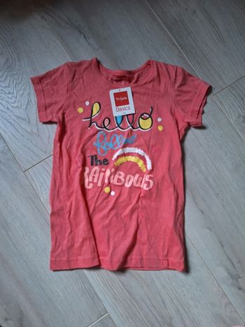Tee-shirt fille 10 ans corail neuf