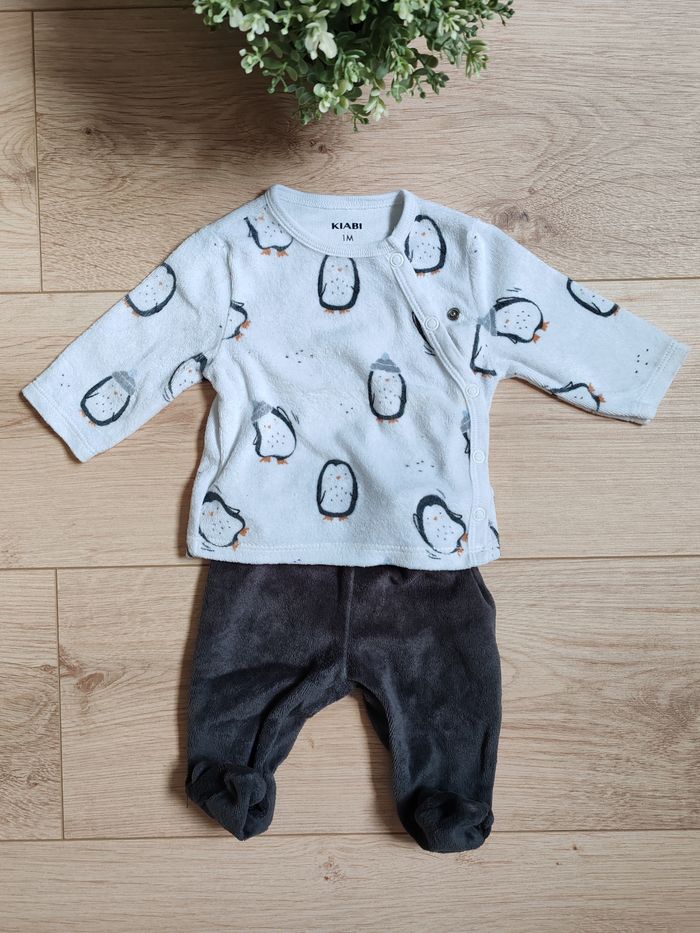 Pyjama motif pingouin 2 pièces Kiabi  1 mois 🌸