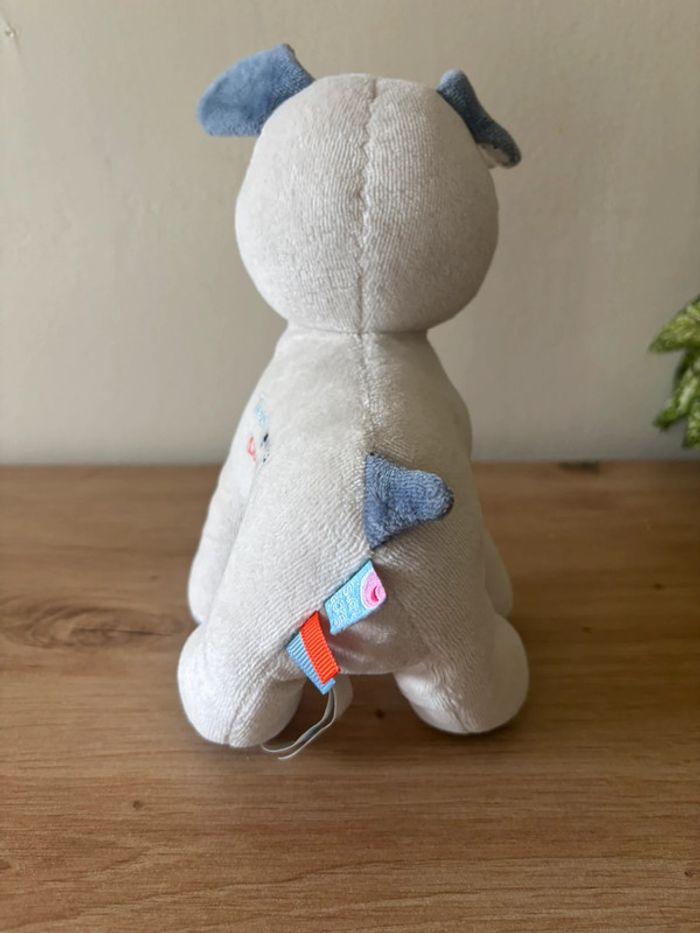 Doudou peluche chien beige bleu petit dandy sucre d orge - photo numéro 4