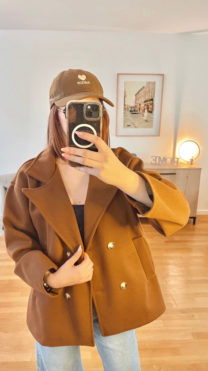 Manteau Oversize Élégant – Boutonnage Croisé & Doublure