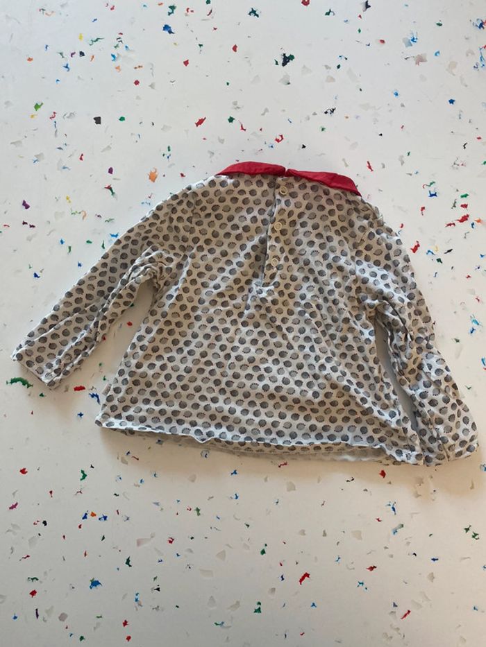 Blouse manches longues à col rond rouge 12 mois Okaidi - photo numéro 3