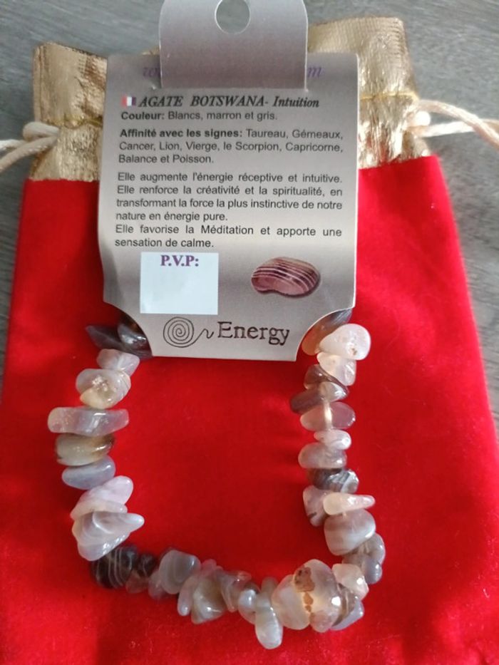 Bracelet pierre naturelle Lithotérapie Agate Botswana mixte (neuf) universelle