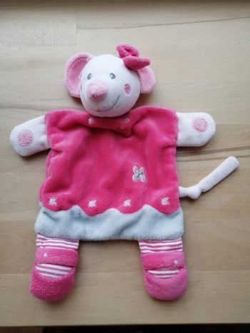Doudou plat souris rose et grise Nicotoy Simba Toys benelux