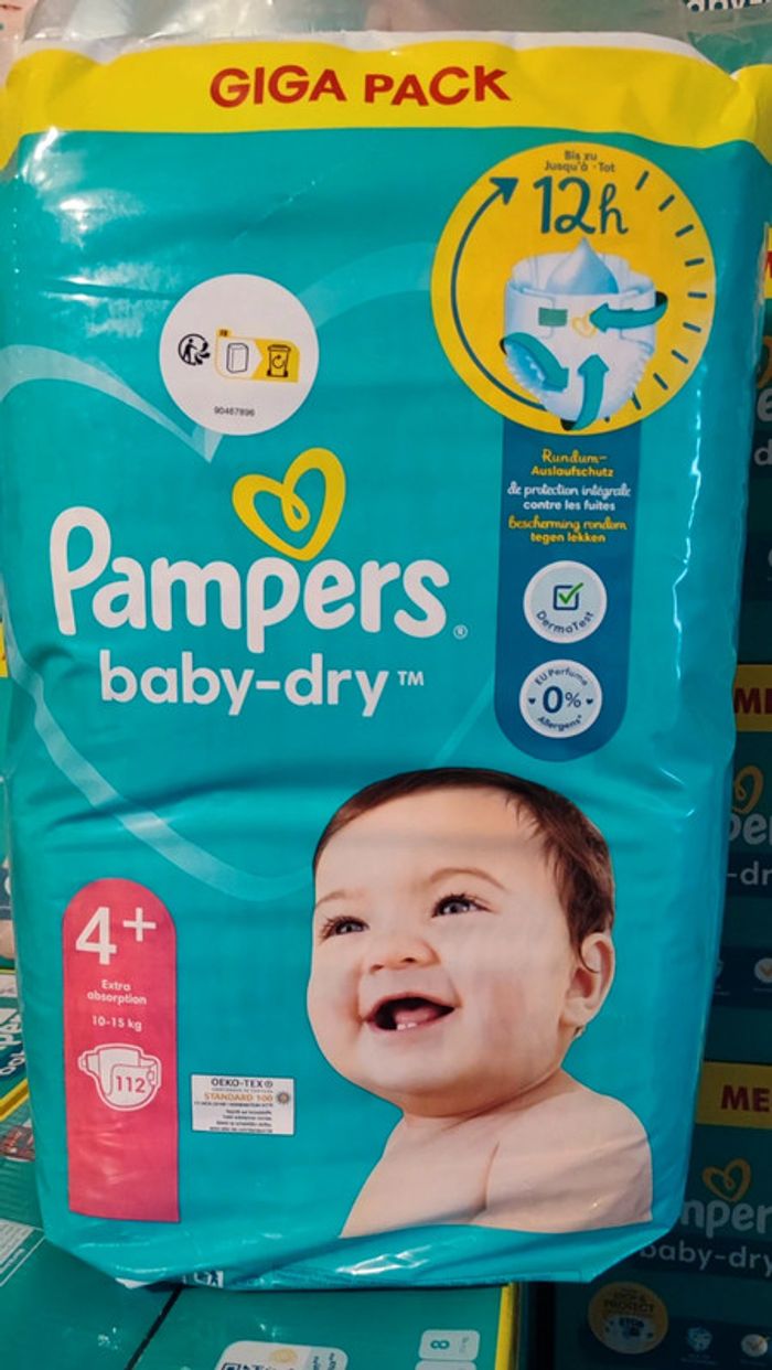 Paquet Pampers Baby dry taille 4+ 112 couches