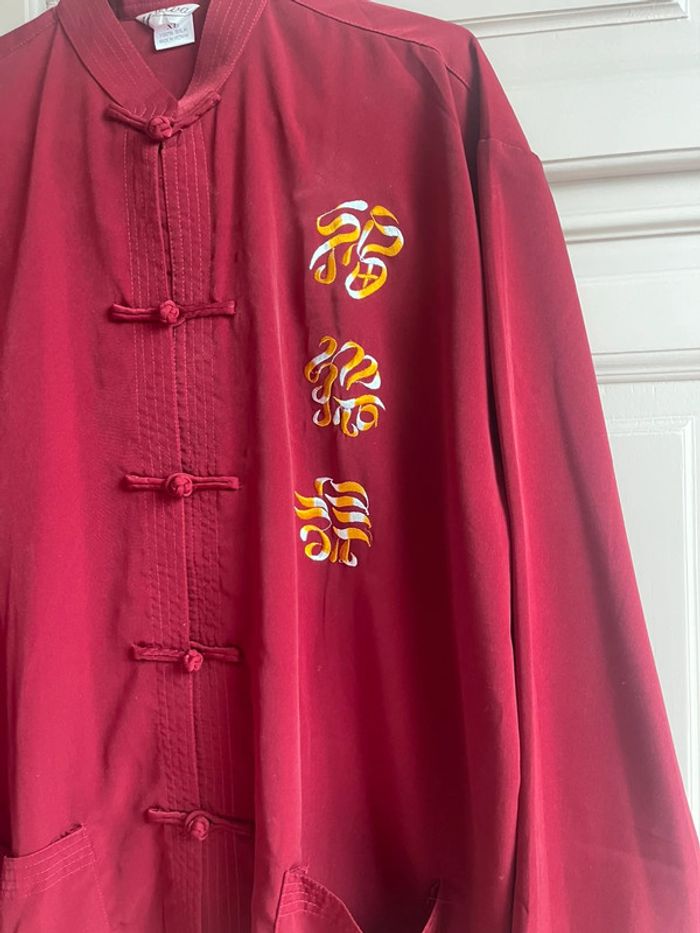 Veste chinoise bordeaux et or - photo numéro 3
