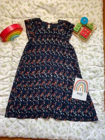 robe plissée manches courtes marine à motifs 6 ans gémo