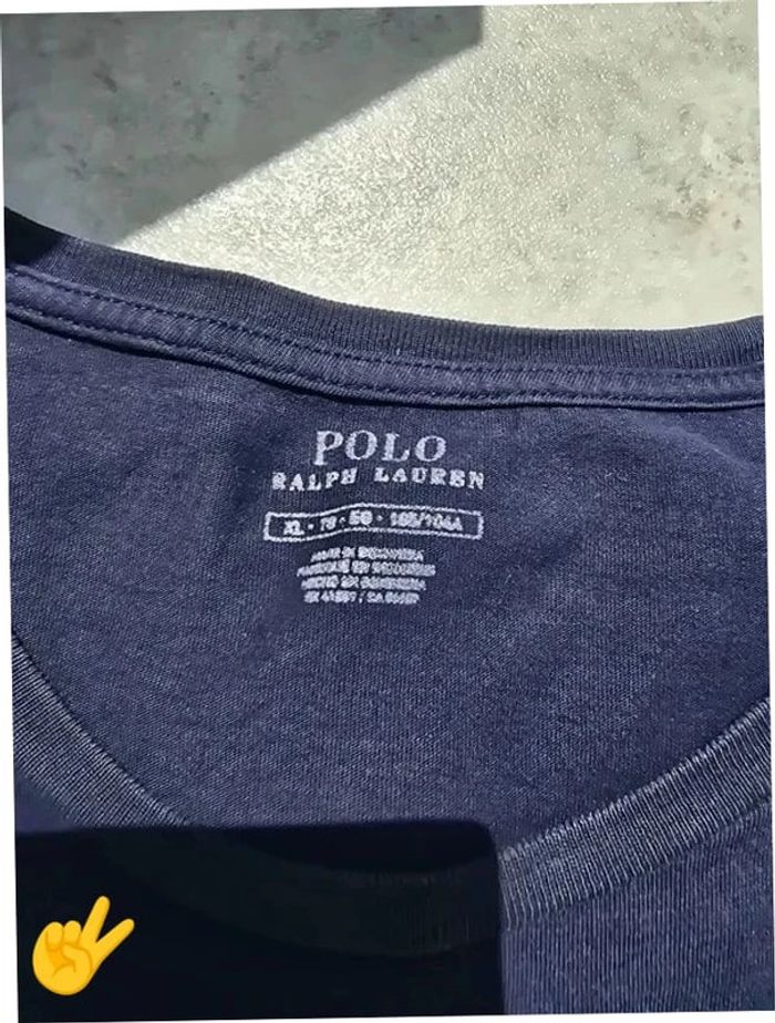 T-shirt Ralph Lauren XL coupe col rond bleu Homme Men tee68 - photo numéro 3