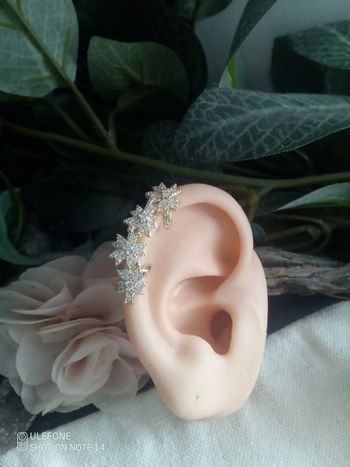 Clip oreille fleurs bohèmes dorées