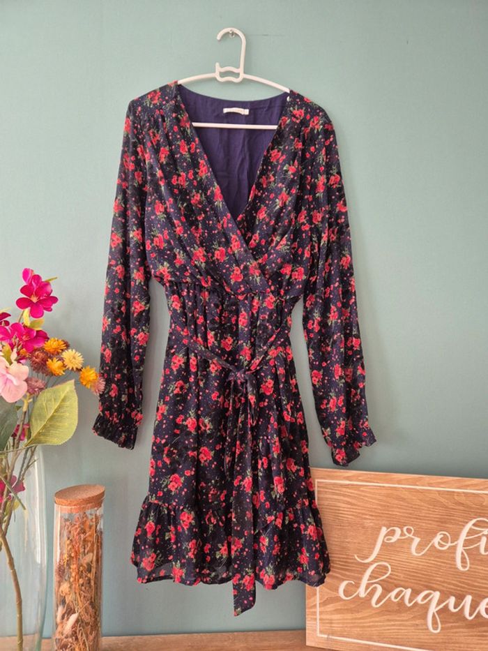 Robe bleu marine et rouge, manches longues, lili et lala taille 40 - photo numéro 2