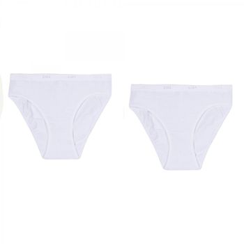 Lot de 2 culottes fille blanches imprimé logo Pocket Basic