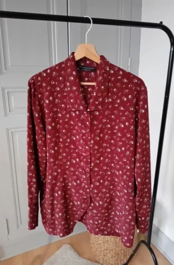 Chemise bordeaux à fleurs 🌸 Cacharel - 40