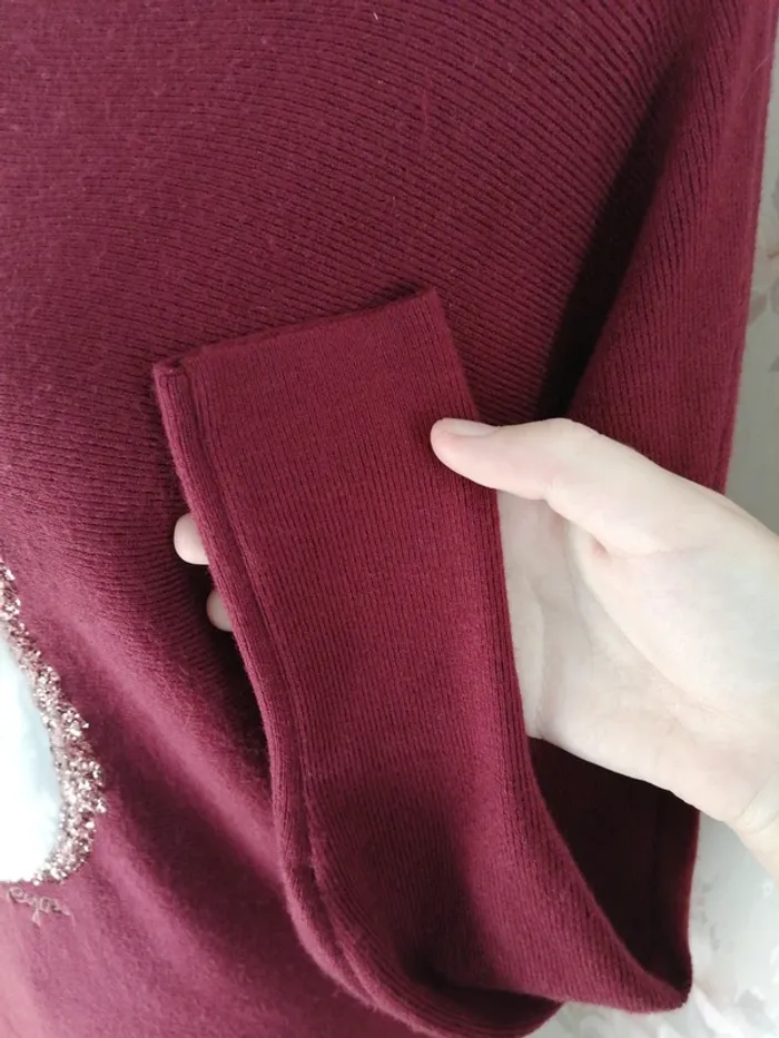 Pull bordeaux imprimé hibou manches chauve-souris / enzoria / (TU) - photo numéro 6