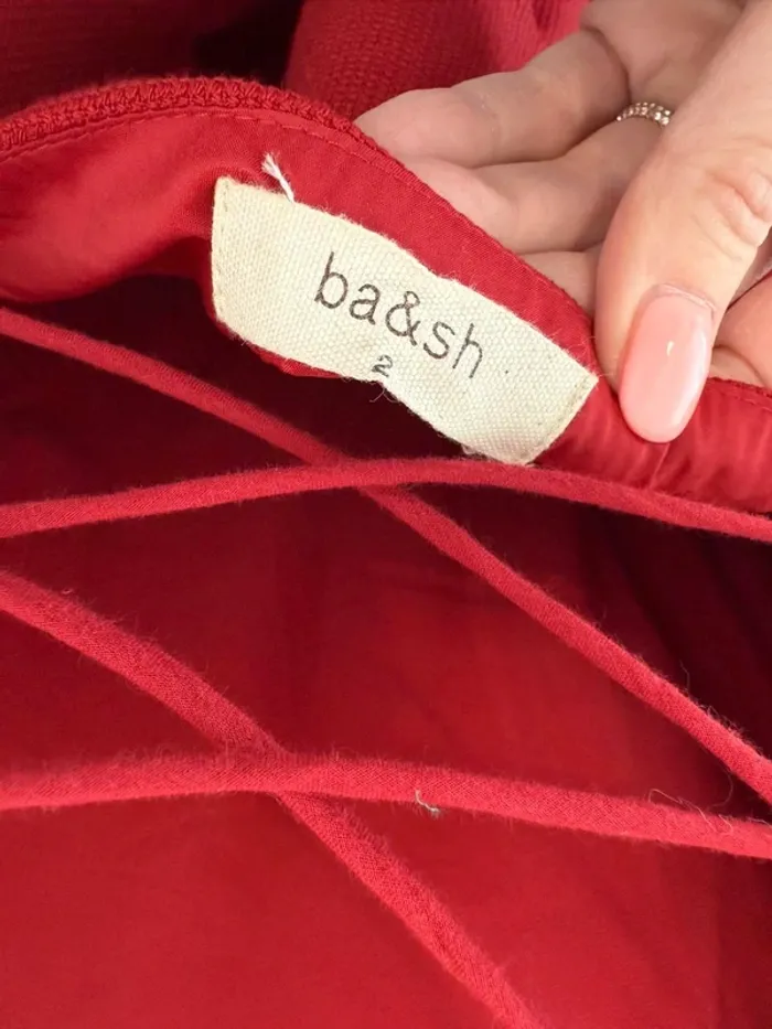 Robe Bash unie rouge en laine et polyester taille 1 soit S parfait état - photo numéro 4