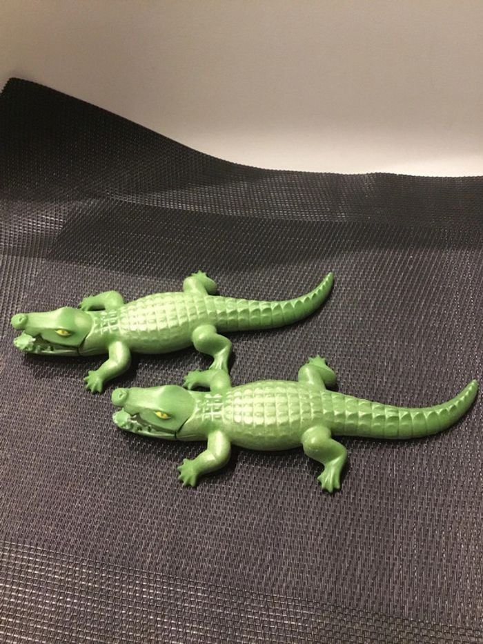 Playmobil lot 2 figurines crocodiles adultes verts alligators caïmans animaux sauvages - photo numéro 3