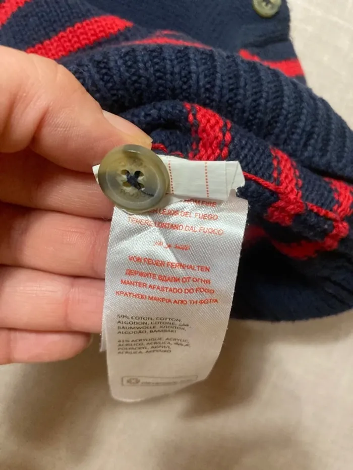 Pull marinière bébé Du Pareil au Même – Rayé bleu marine et rouge – 2 ans (92 cm) - photo numéro 4