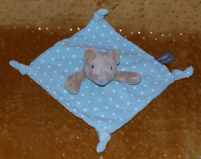 Doudou plat souris luminescent vert/bleu étoiles Orchestra